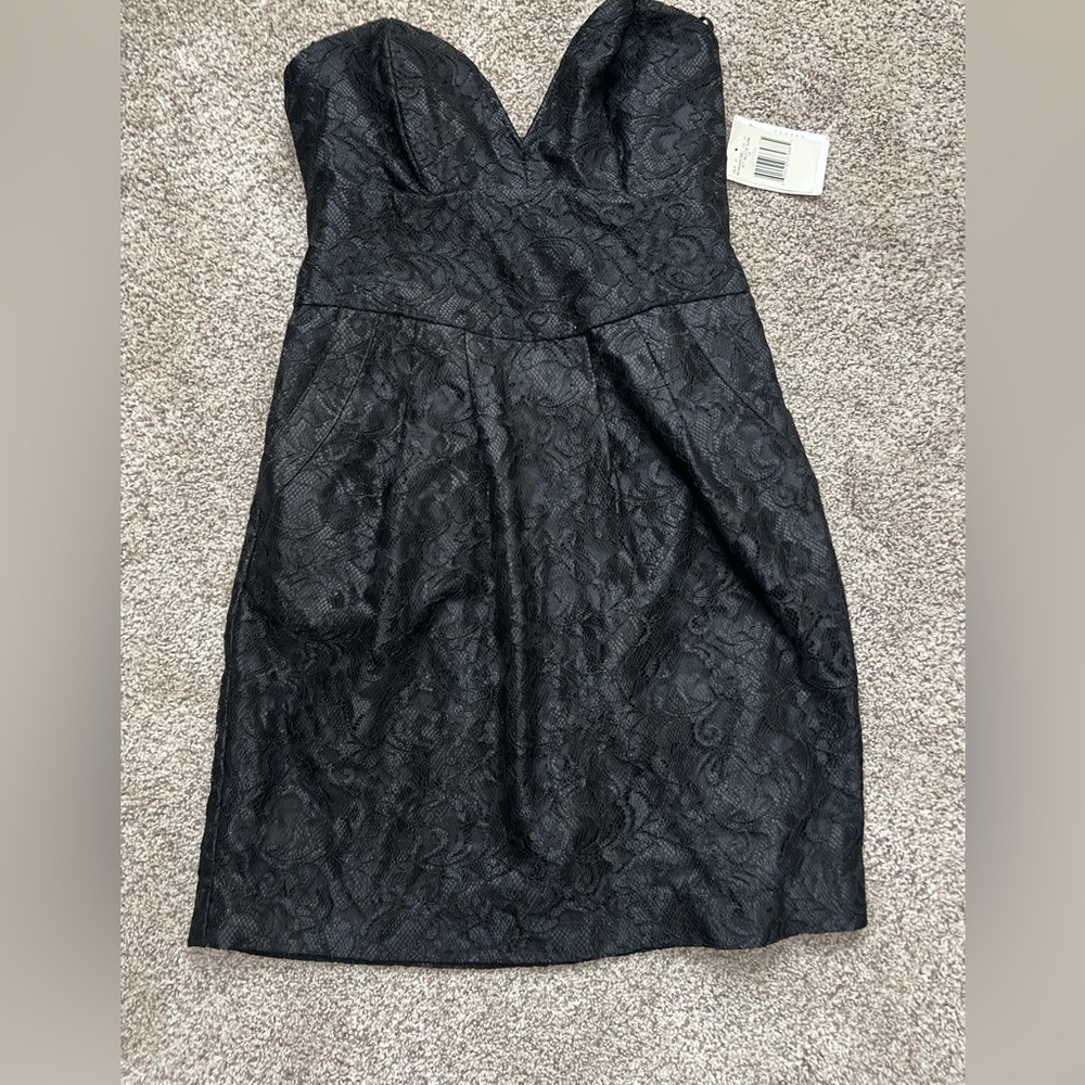 NEW • guess size 7 black lace strapless dress
